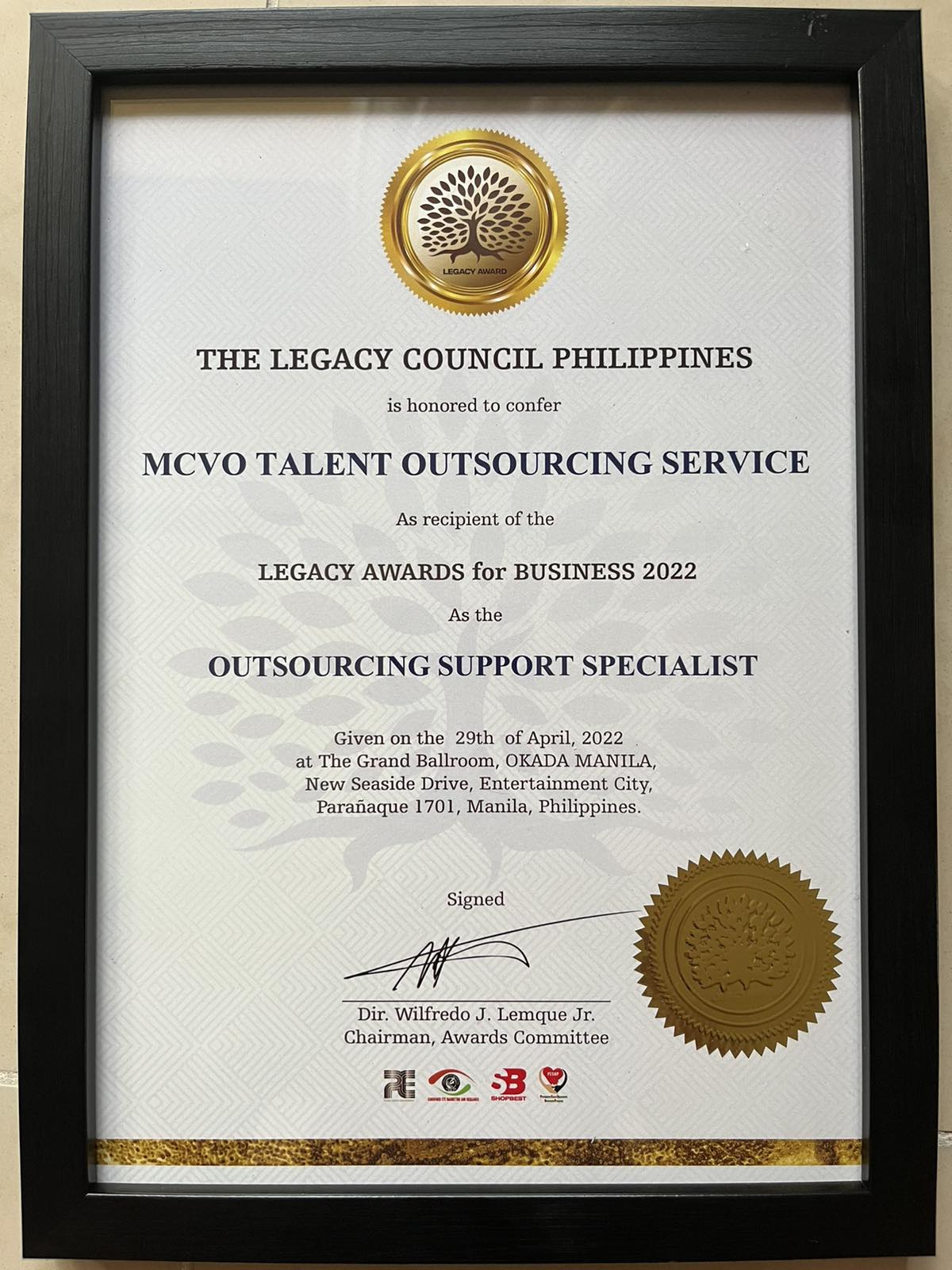 OUTSOURCING SUPPORT SPECIALISTS, MCVO Talent Outsourcing Services Receives OUTSOURCING SUPPORT SPECIALISTS for 2022 Award